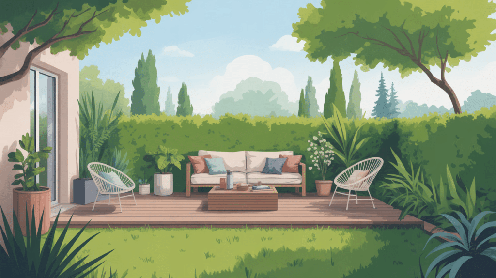 illustration aménager un petit jardin de 50m2 esthétique fonctionnel