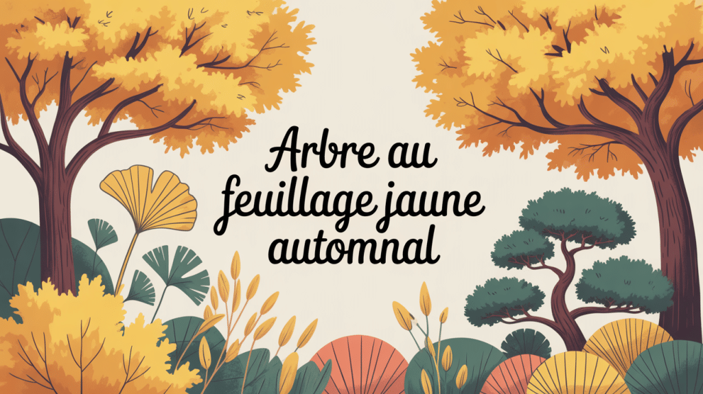 scène jardin arbre feuillage jaune automne ginkgo érable bouleau