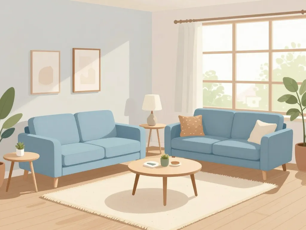 canapé bleu ciel adapté à différentes pièces