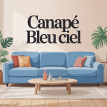 canapé bleu ciel au centre d’un salon lumineux