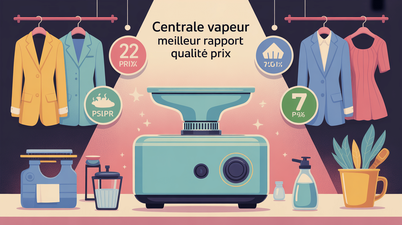 centrale vapeur meilleur rapport qualité prix, illustration moderne sur table à repasser