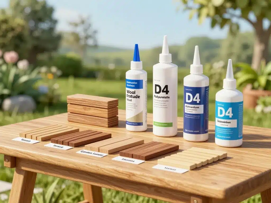 scène produits colle pour bois exterieur terrasse jardin