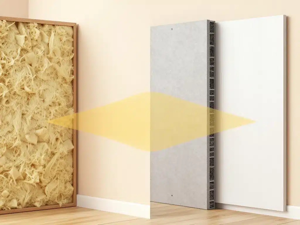 Comparatif isolation phonique mur mitoyen faible épaisseur appartement