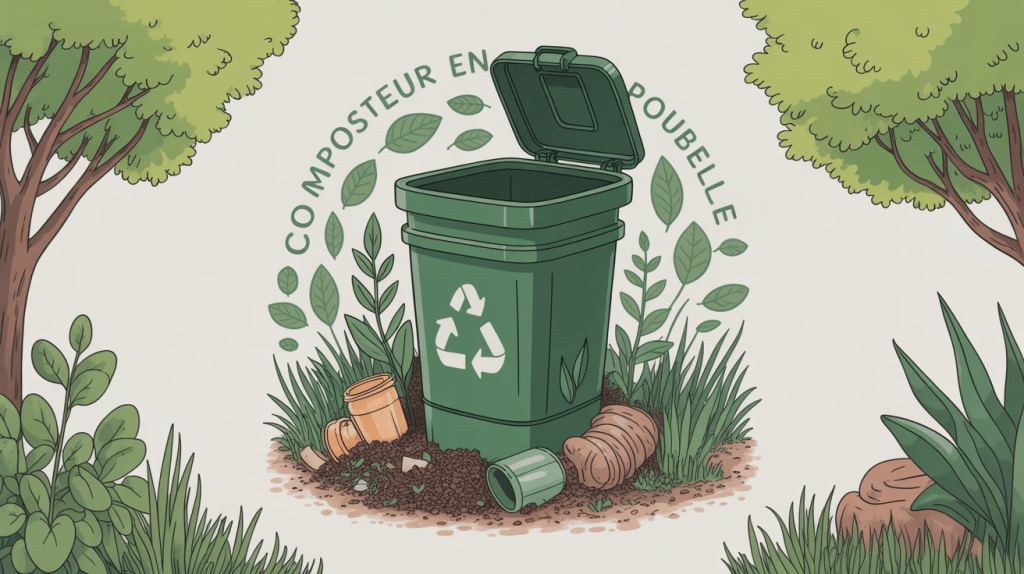 fabriquer un composteur avec une poubelle illustration écologique