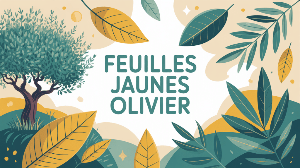 Illustration olivier avec feuilles jaunes et vertes