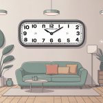 horloge rectangulaire dans intérieur moderne et épuré
