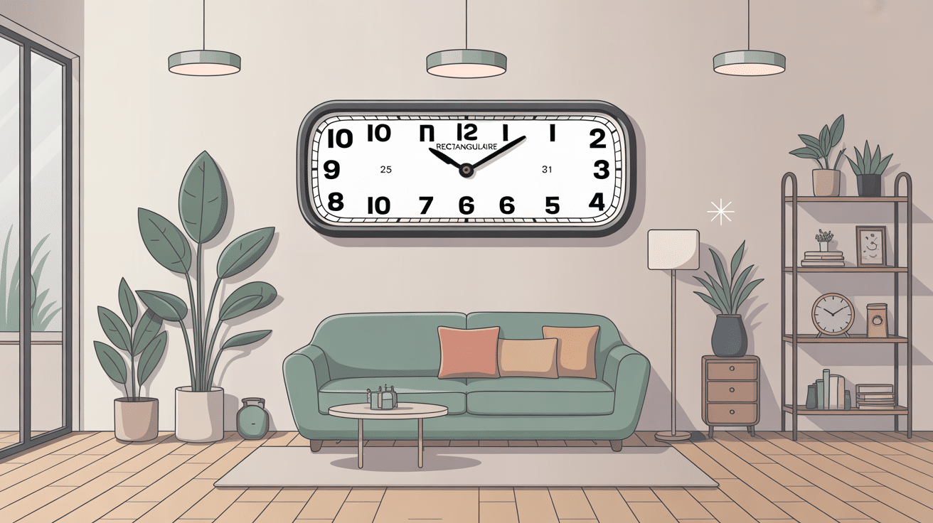 horloge rectangulaire dans intérieur moderne et épuré