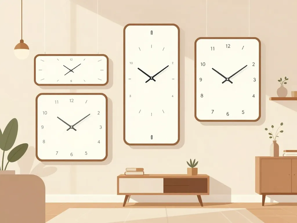 horloge rectangulaire intégrée dans salon contemporain