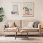 housse pour canapé 2 places avec accoudoirs dans salon moderne