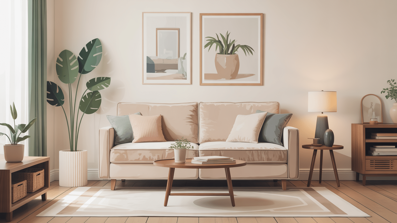 housse pour canapé 2 places avec accoudoirs dans salon moderne