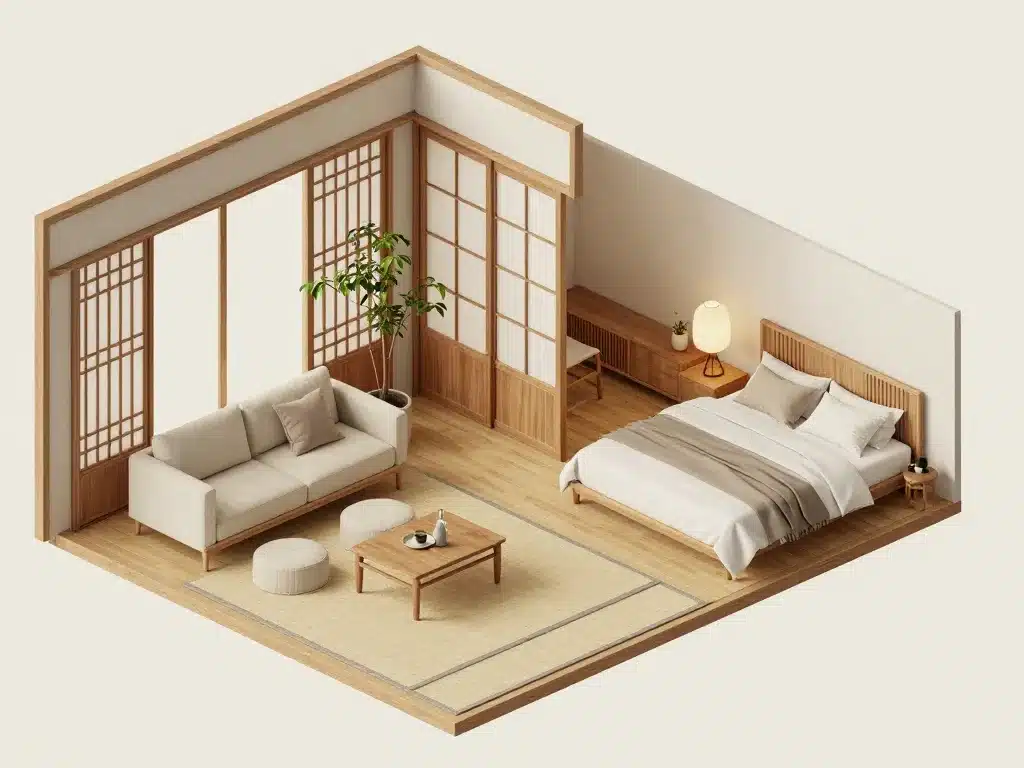 japonais deco agencement salon et chambre esprit japonais