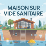 Vue globale maison sur vide sanitaire fondations surélevées