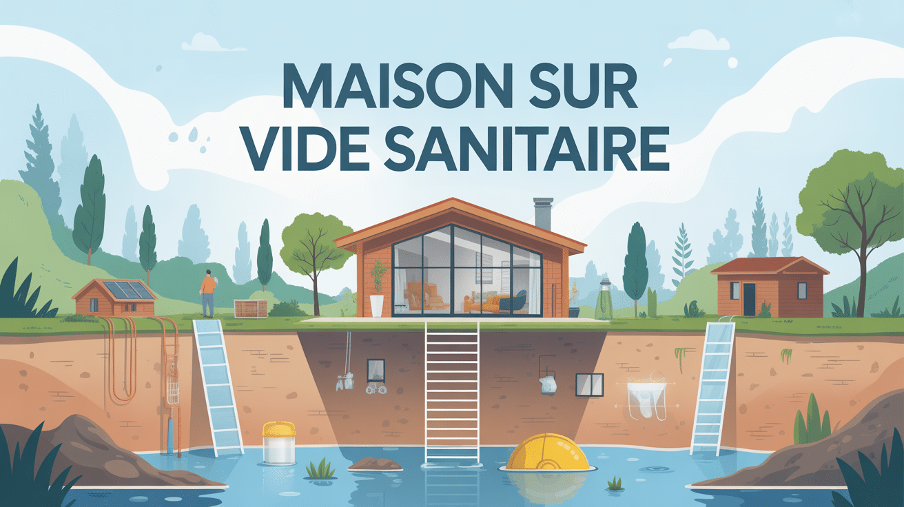 Vue globale maison sur vide sanitaire fondations surélevées