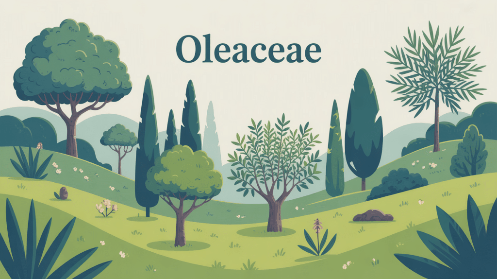 Vue d'ensemble oleaceae family arbres arbustes