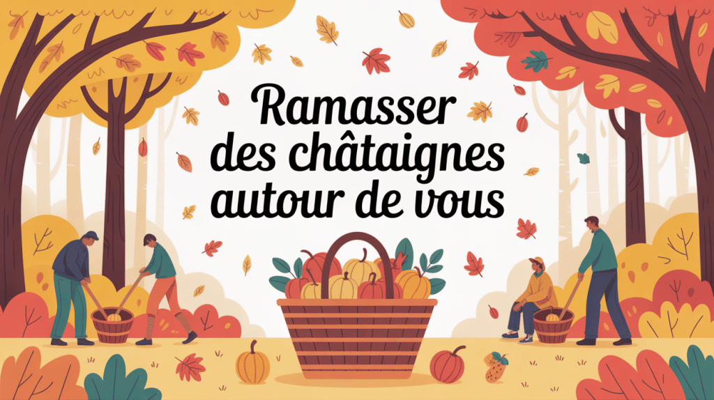ou ramasser des châtaignes autour de moi illustration forêt automnale