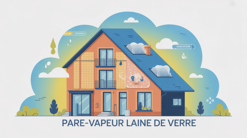 illustration pare vapeur laine de verre coupe mur toiture