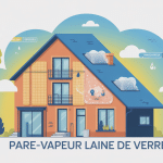 illustration pare vapeur laine de verre coupe mur toiture