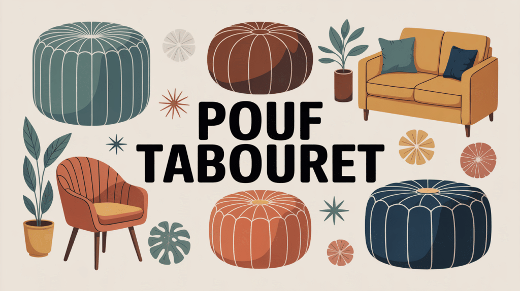 illustration pouf tabouret modèles salon contemporain