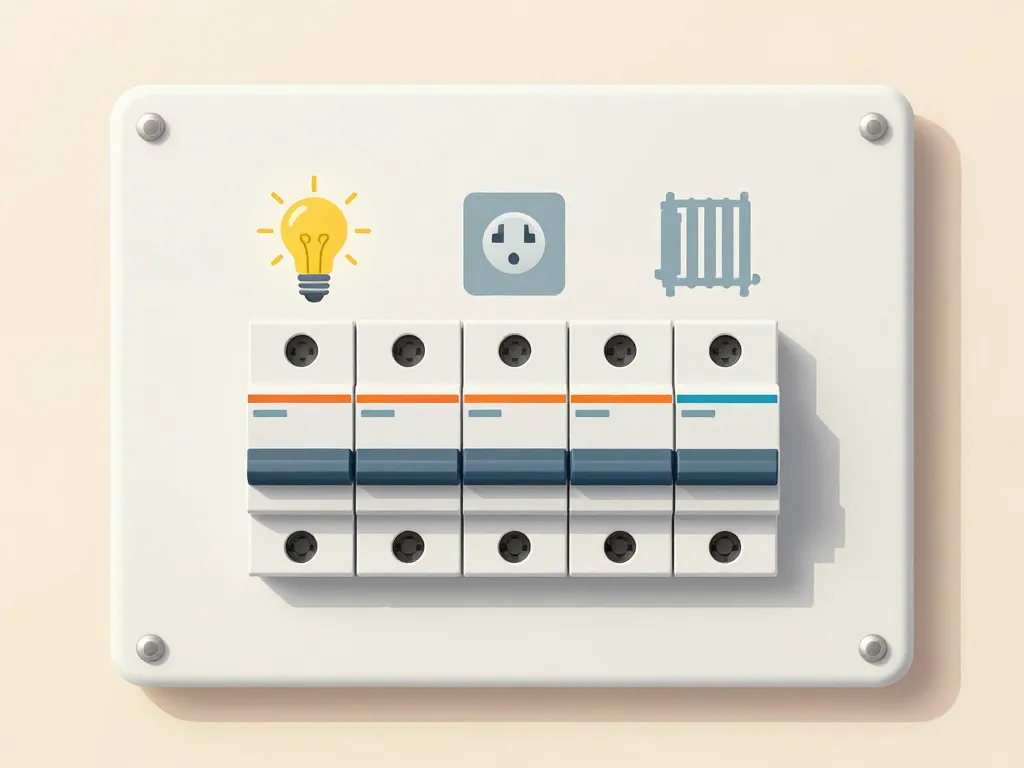 symboles disjoncteur domestique prises éclairage radiateur