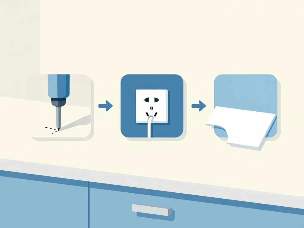 installation étape par étape prise encastrable plan de travail cuisine