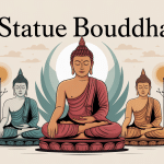 Illustration harmonieuse de statue bouddha styles et postures