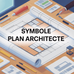 Symbole plan architecte sur table avec professionnels