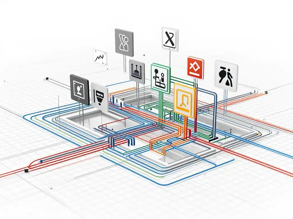 Symbole plan architecte réseaux et sécurité
