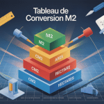 illustration tableau de conversion m2 style épuré