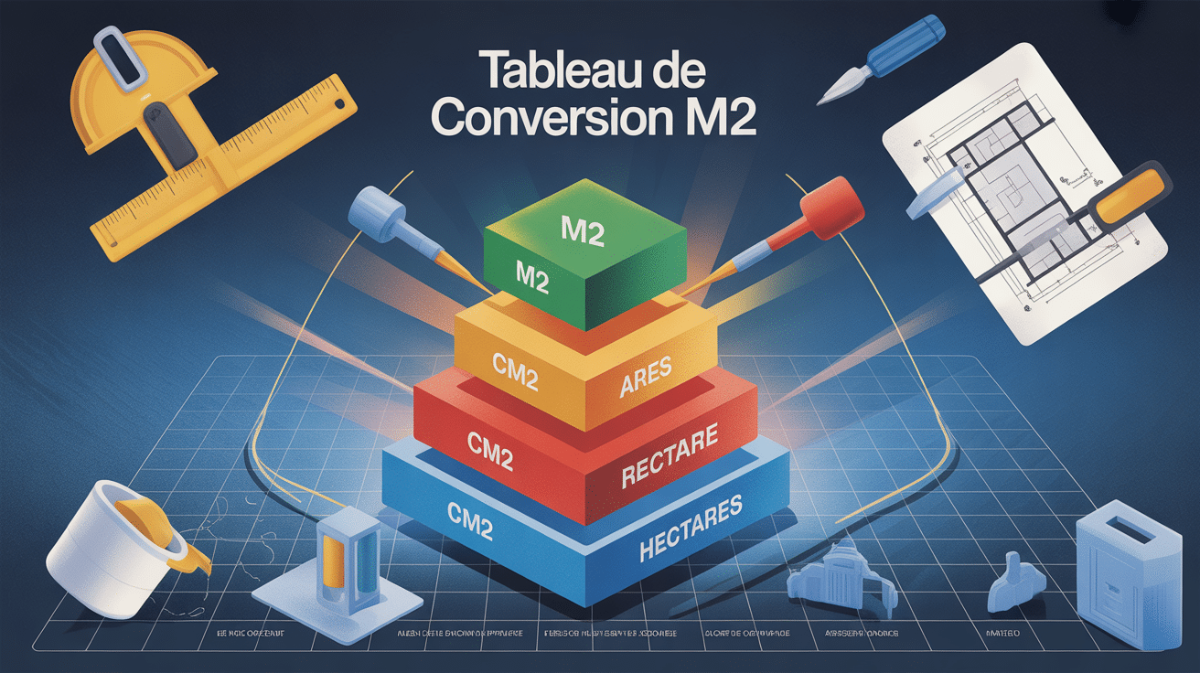 illustration tableau de conversion m2 style épuré