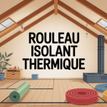 illustration maison rouleau isolant thermique combles murs plancher