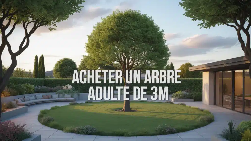 Arbre adulte de 3m au centre d un jardin aménagé