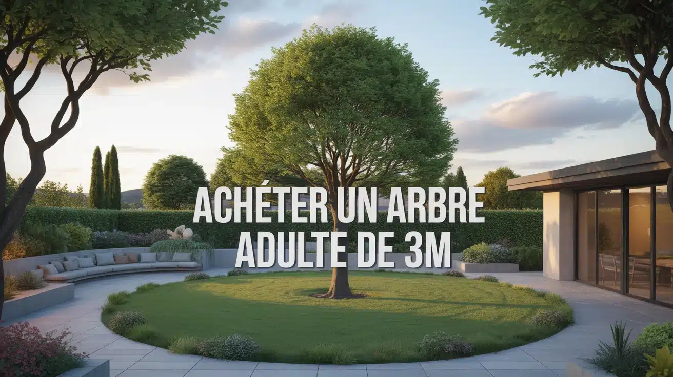 Arbre adulte de 3m au centre d un jardin aménagé