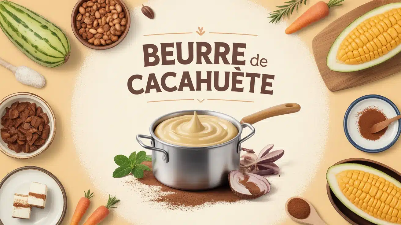 Pot de beurre de cacahuète avec ingrédients sucrés et salés