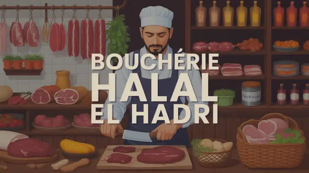 Boucherie Halal El Hadri étals de viandes fraîches artisanales