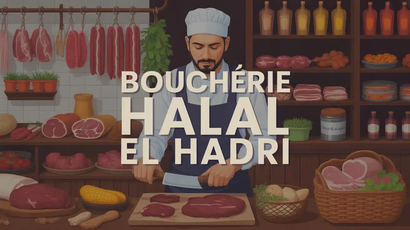 Boucherie Halal El Hadri étals de viandes fraîches artisanales