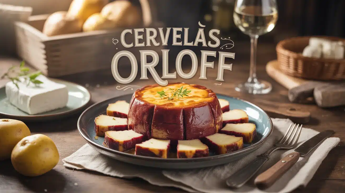 Plat de cervelas Orloff doré avec fromage fondant et poitrine fumée