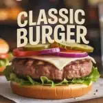 Illustration vectorielle classic burger avec steak juteux et bun brioché