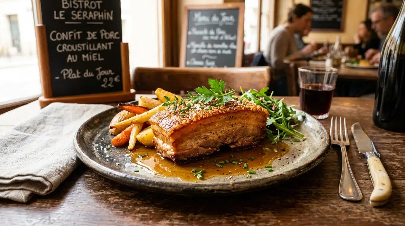 Poitrine de porc confite dorée et croustillante