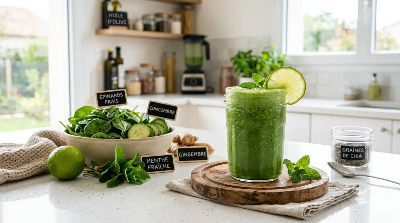 Smoothie vert Énergie Totale dans un verre