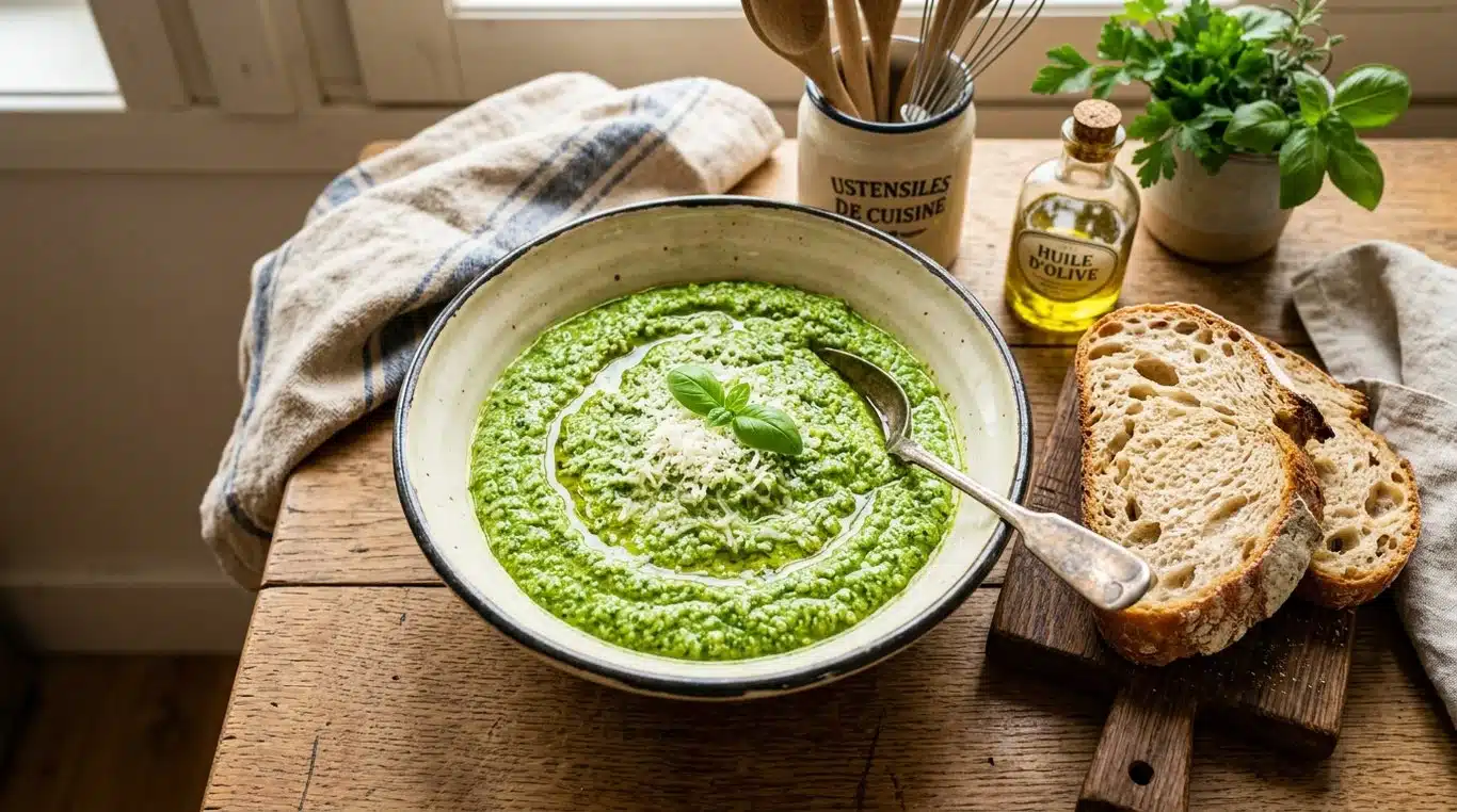Pesto maison réalisé avec du basilic congelé