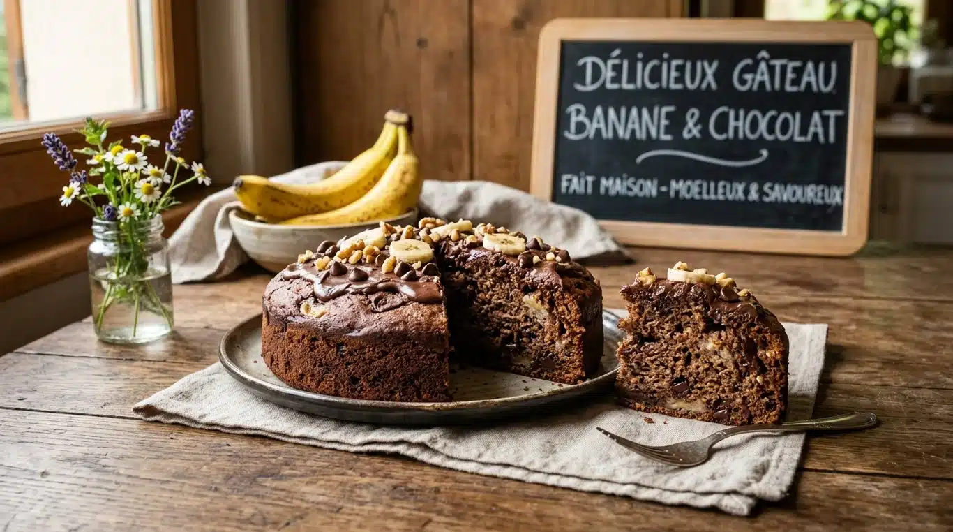 Gâteau chocolat banane sans beurre