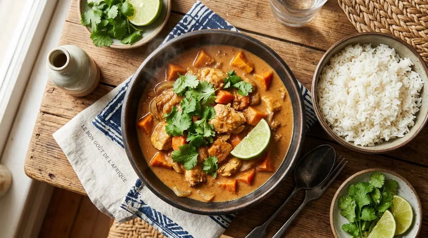 Plat de poulet Mafé traditionnel à la sauce cacahuète