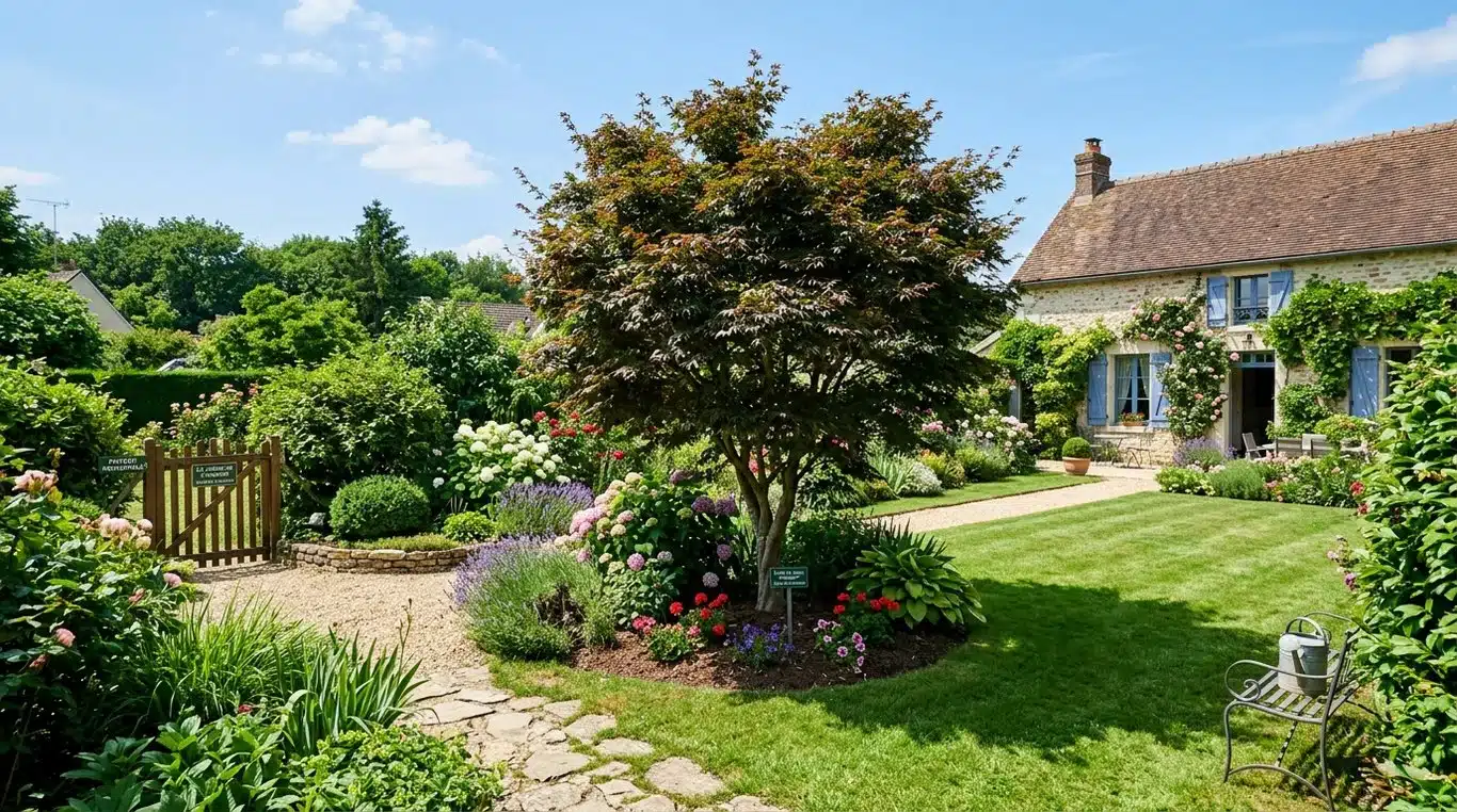 Arbre adulte de 3 mètres planté dans un jardin résidentiel