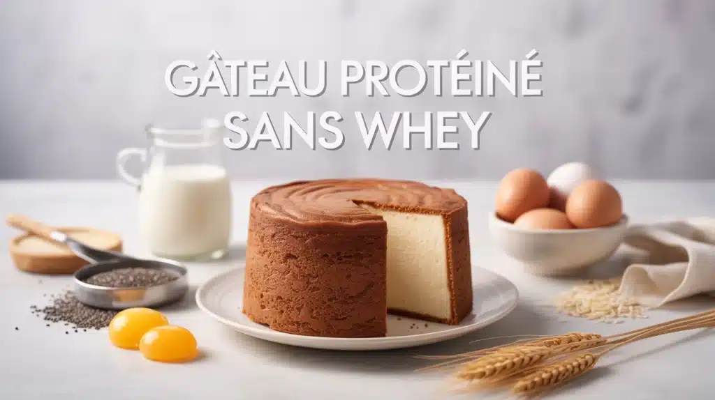 Illustration gâteau protéiné sans whey avec ingrédients naturels