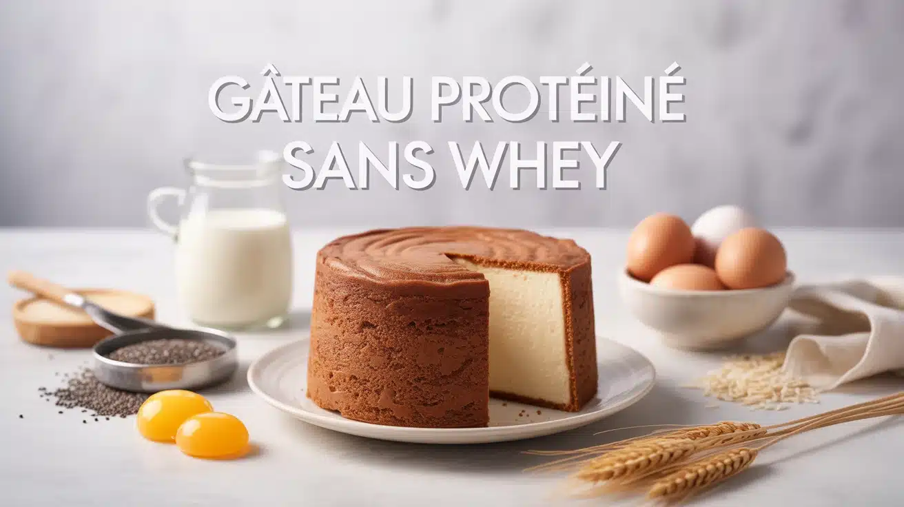 Illustration gâteau protéiné sans whey avec ingrédients naturels
