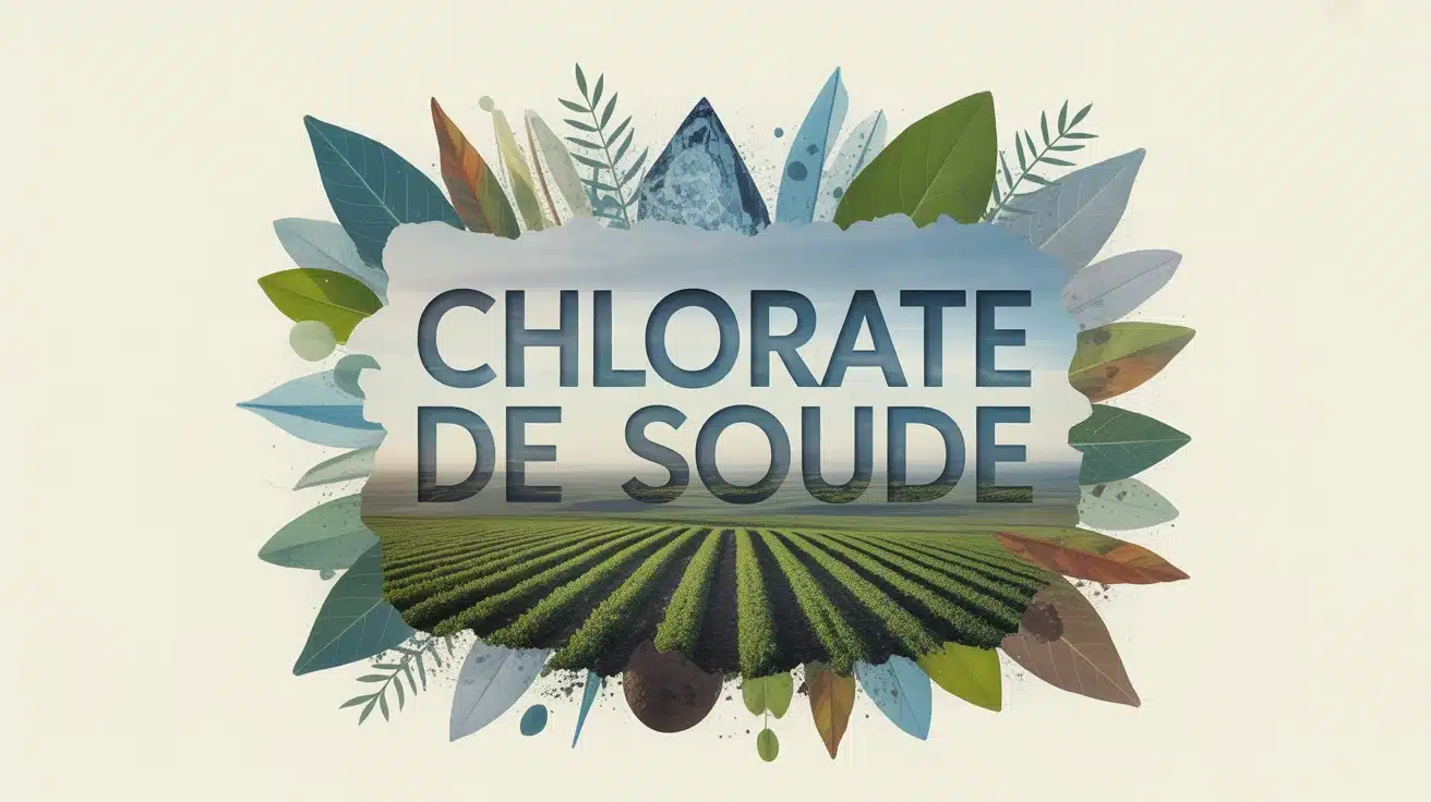 Illustration chlorate de soude avec paysage naturel et cristaux