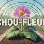 Chou-fleur au centre d un jardin potager avec étapes de plantation
