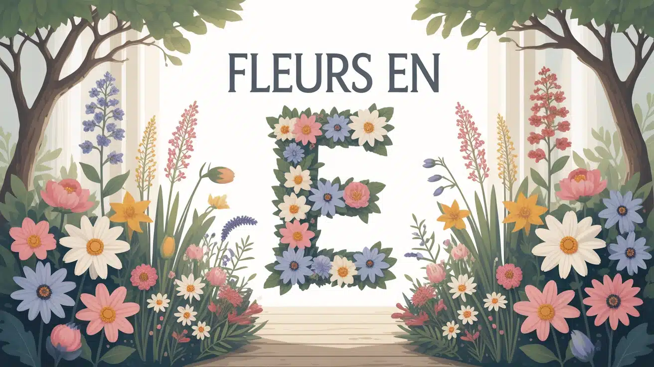 Illustration vectorielle fleurs en E dans un jardin harmonieux