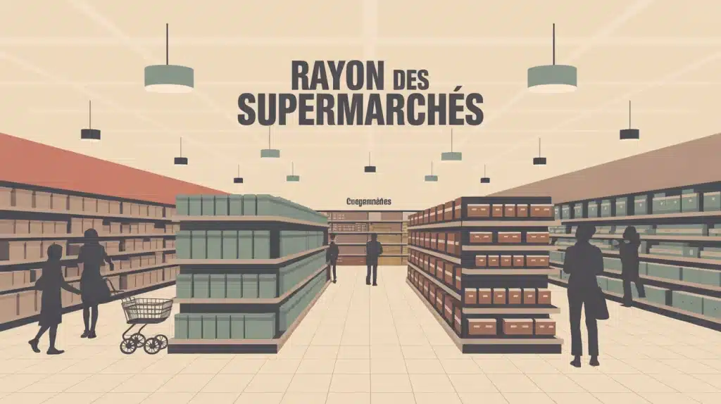 Illustration vectorielle d un rayon des supermarchés organisé et coloré