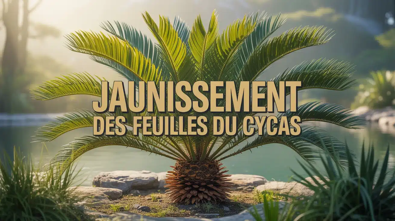 Cycas avec feuilles jaunes et vertes illustration vectorielle